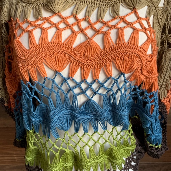 NWOT Cecico Multicolor Crochet Top - Picture 4 of 6